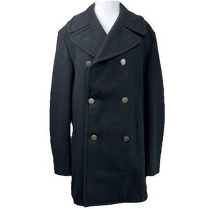 Vintage US Navy Enlisted 1978 Wool Pea Coat Size Mens 38R Black Double Breasted